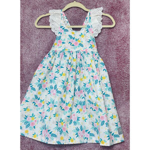 Girls Eleanor Rose Easter Dress Size 7 White Pink Floral